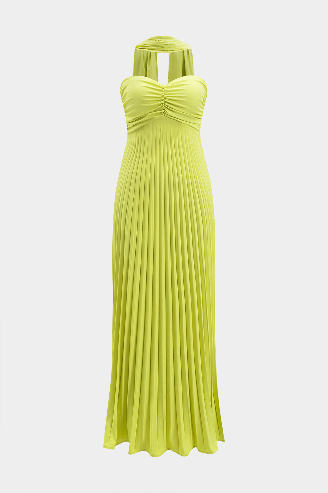 Pleated Strapless Sleeveless Maxi Dress With Tie