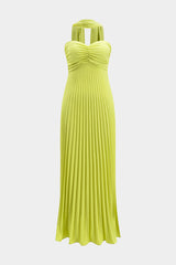 Pleated Strapless Sleeveless Maxi Dress With Tie