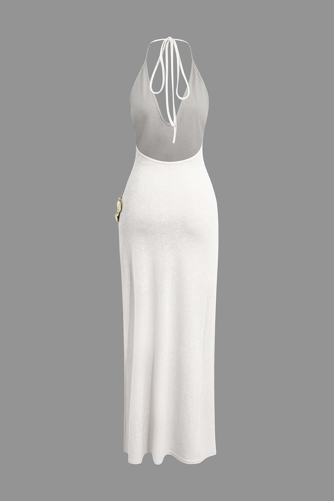 3D Floral V-Neck Backless Slit Maxi Dress