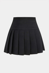 Pleated Asymmetrical Button Pocket High Waist Skirt