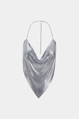 Metallic Chain Sequin Backless Cami Top