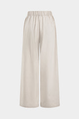 Linen Pleated Pocket Wide Leg Trousers