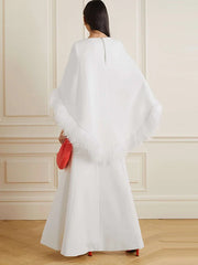 feather-cuff flared gown – Zerien