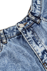 Denim Contrast Button Pocket Shorts
