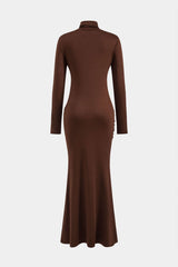 3D Floral Slit Long Sleeve Maxi Dress