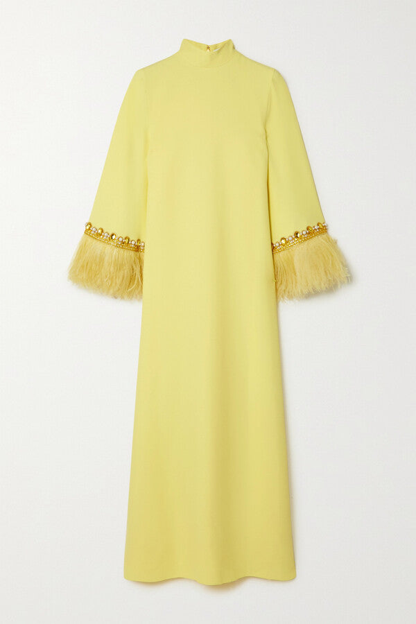A-line gown with feathered cuffs – Rosien