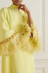 A-line gown with feathered cuffs – Rosien