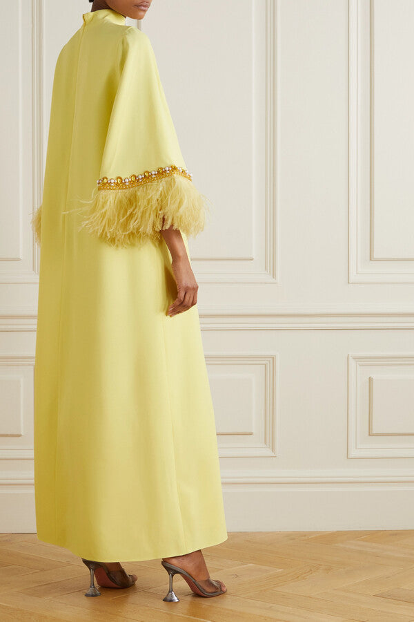 A-line gown with feathered cuffs – Rosien
