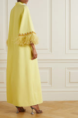 A-line gown with feathered cuffs – Rosien