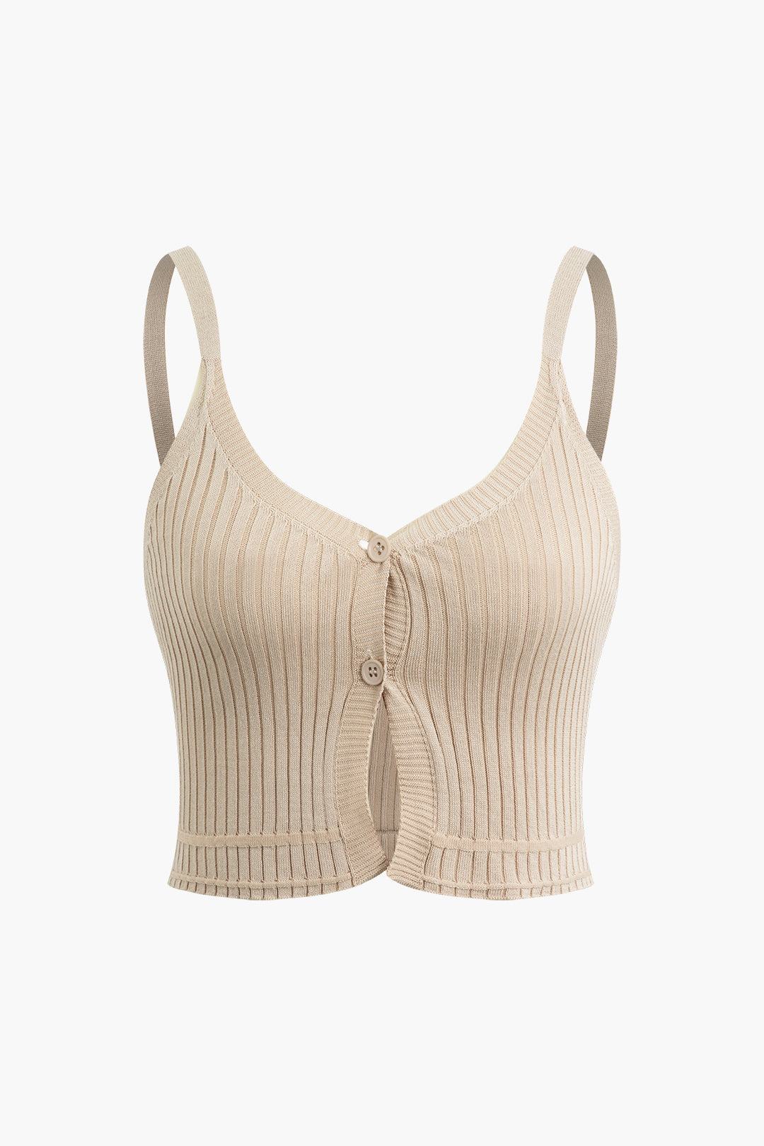 Ribbed Knit Button Cami Top