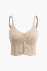 Ribbed Knit Button Cami Top