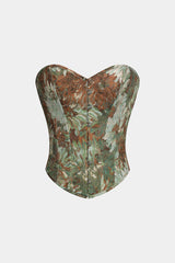 Floral Print Strapless Tie Back Corset Tube Top