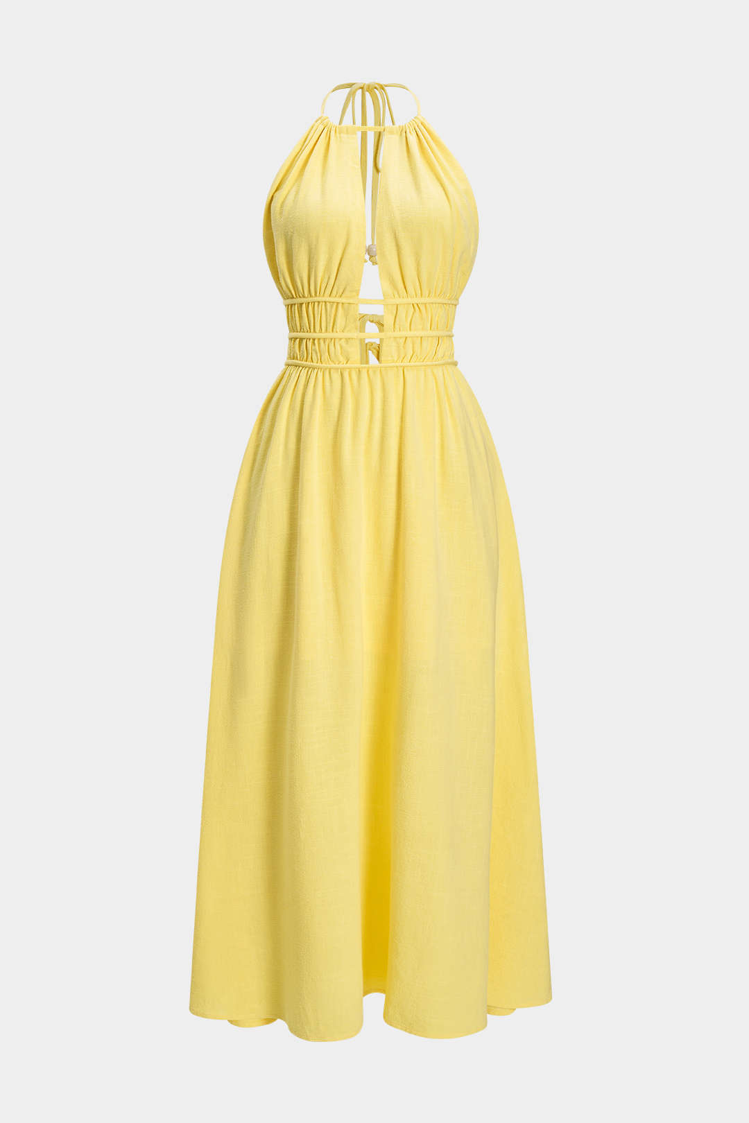 Halter Neck Cut Out Sleeveless Maxi Dress