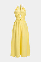 Halter Neck Cut Out Sleeveless Maxi Dress