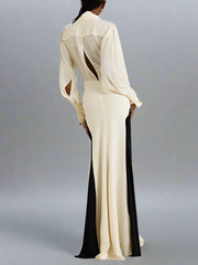 two-tone knotted drape gown – Slven