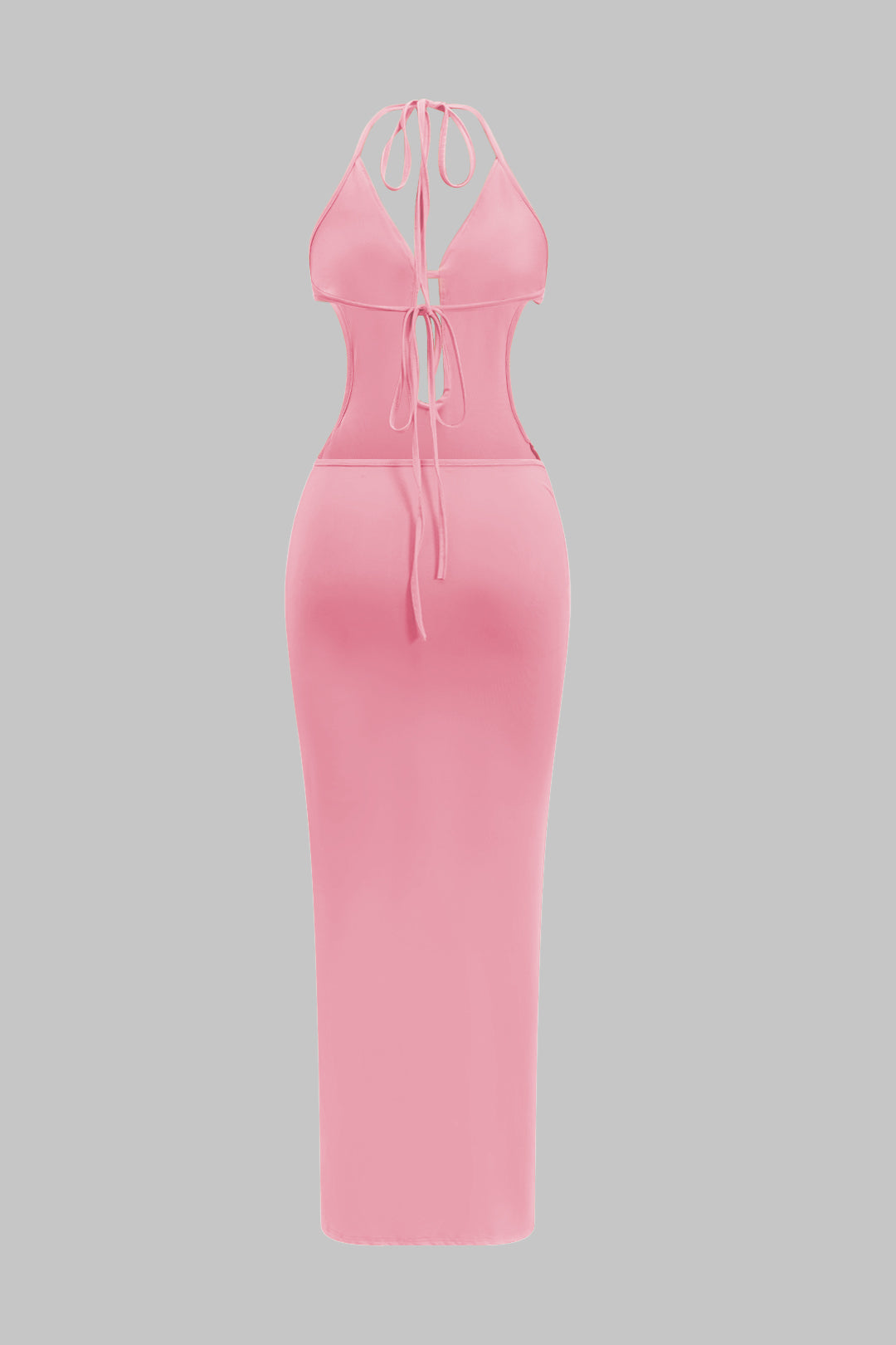 Ruffle Cut Out Tie Up Backless Maxi Dress