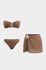 Metallic Decor Bikini And Cover Up Set
