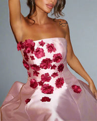 Strapless A-line gown with floral appliqué bodice – BLOSSOM