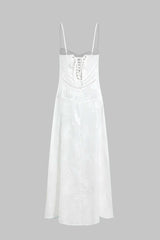 Flower Textured Braided Tie Back Slip Maxi Dress