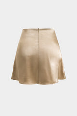 Solid Satin Zipper Skirt