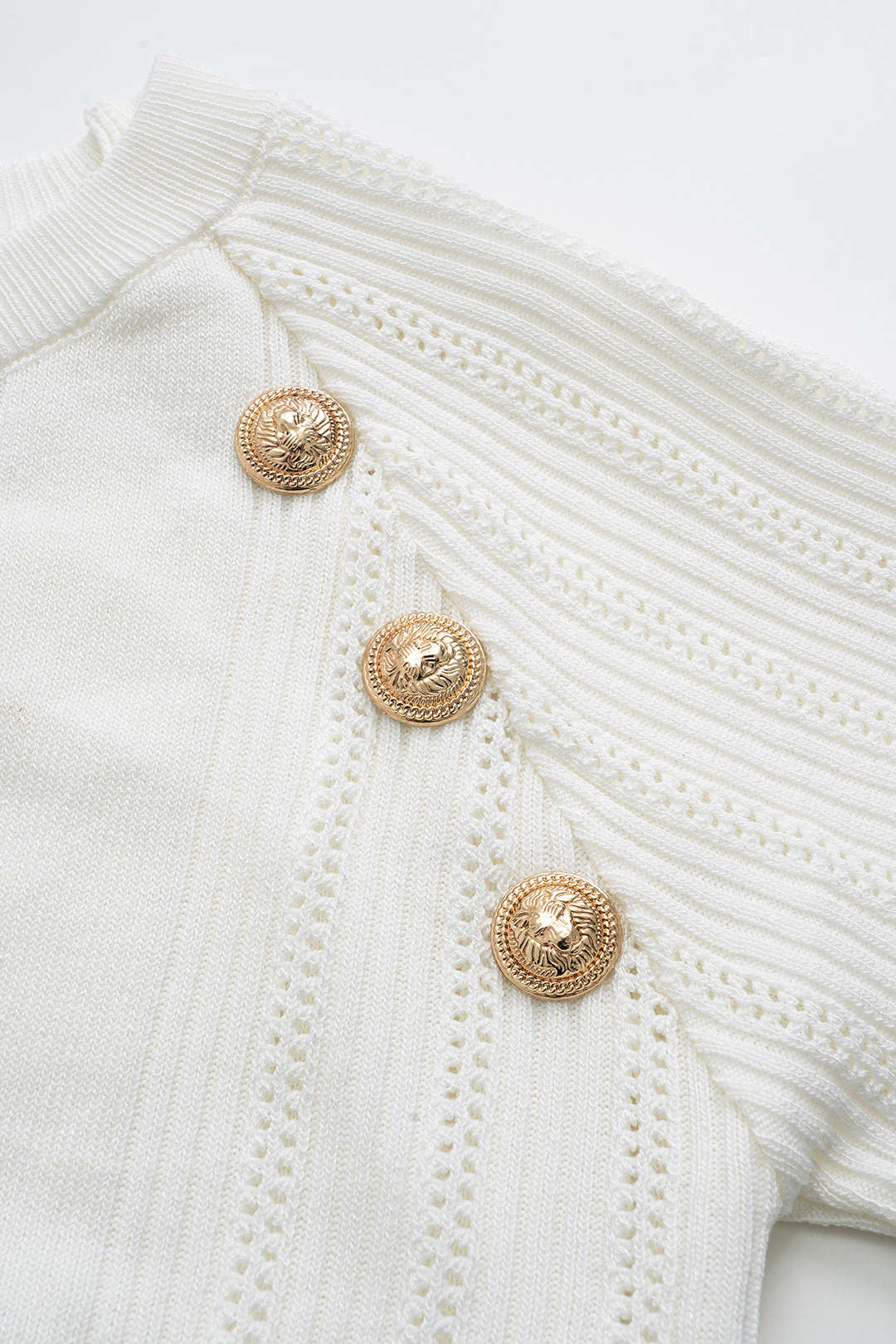 Knit Metallic Button Top And Skirt Set