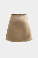 Solid Satin Zipper Skirt
