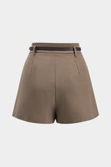 Solid Belted Pocket Shorts