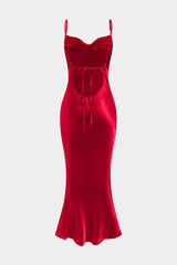 Satin Backless Slip Midi Dress