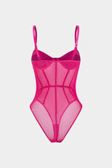 Sheer Mesh Bustier Sleeveless Bodysuit