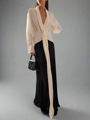 two-tone knotted drape gown – Slven