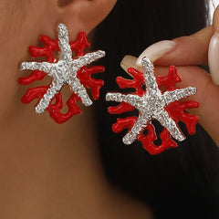Coral-inspired statement earrings with textured star detail - Cinma