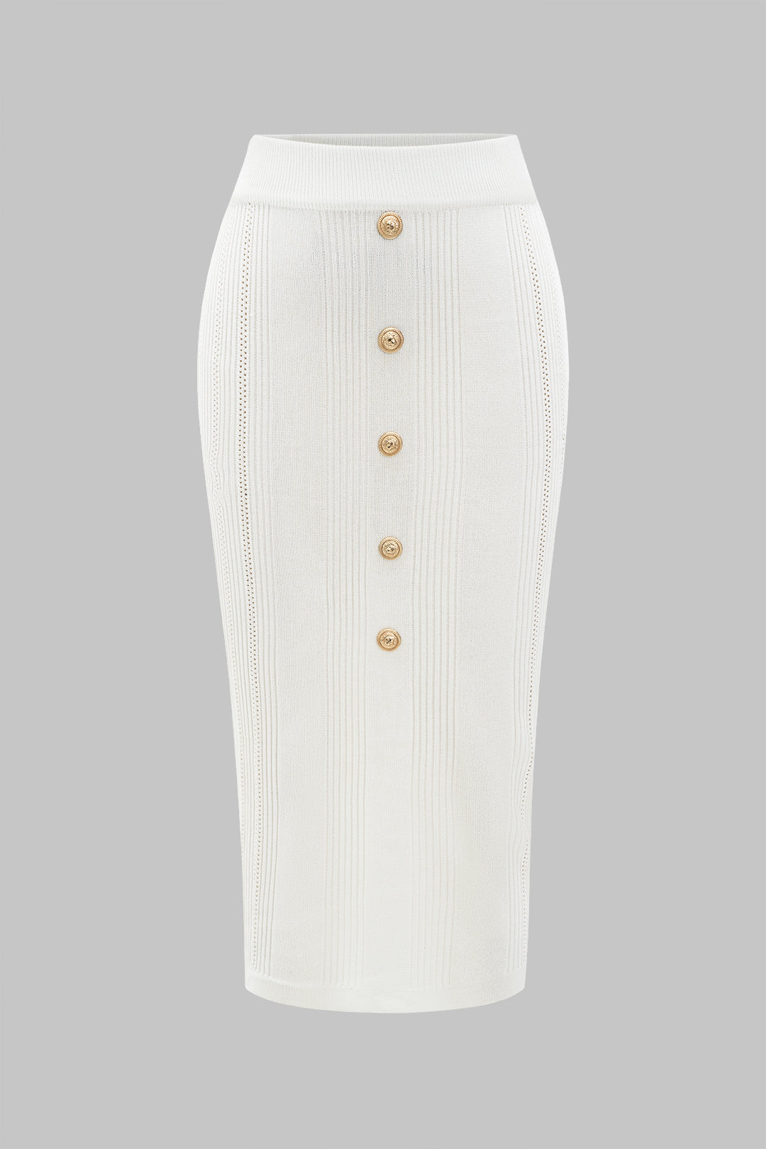 Knit Metallic Button Top And Skirt Set