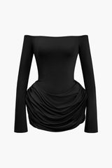 Ruched Off Shoulder Mini Dress