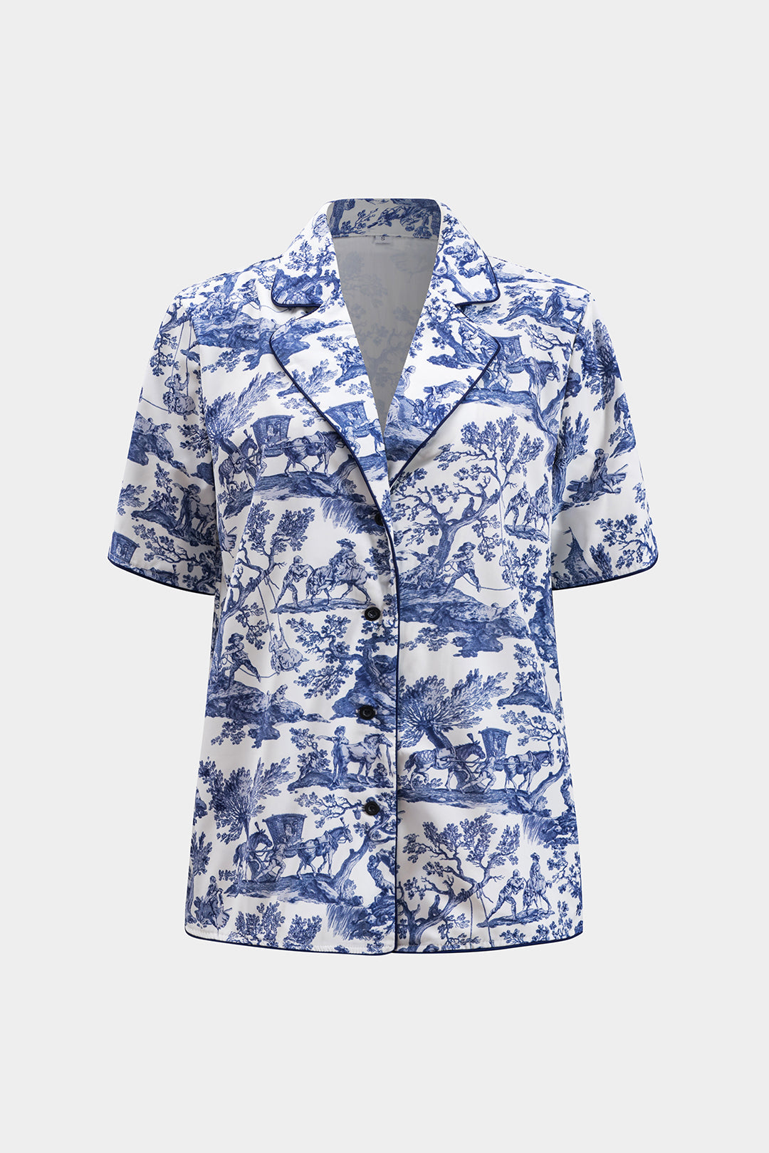 Retro Print Shirt And Shorts Set
