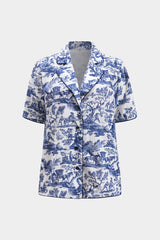 Retro Print Shirt And Shorts Set