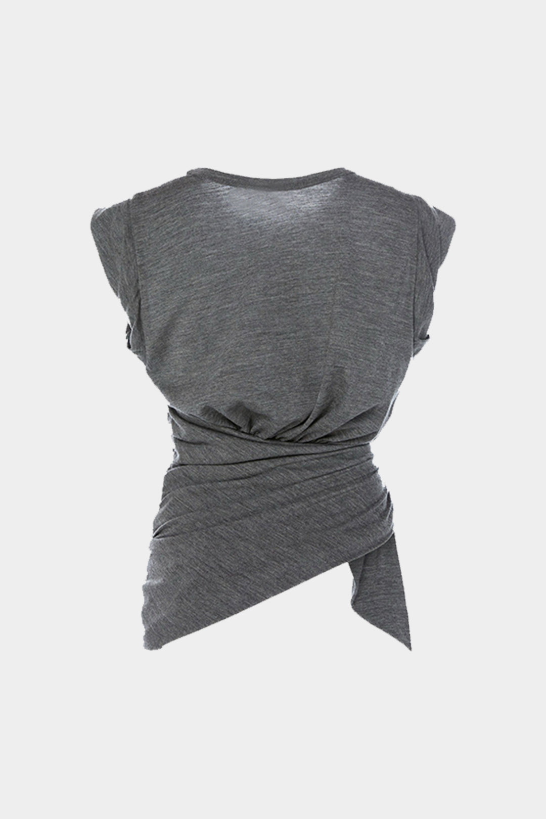 Ruched Asymmetrical Tie Knot T-Shirt