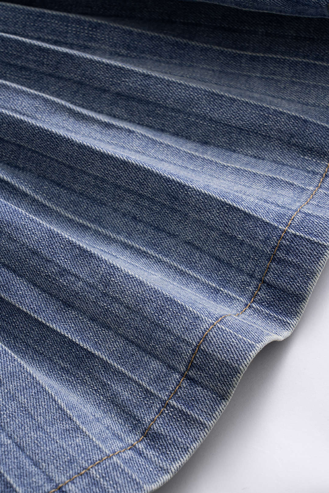 Denim Pleated High Waist  Mentalic Decor Skirt