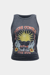 Letter Print Sleeveless Tank Top