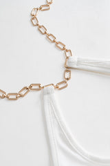 Metallic Chain Cut Out Sleeveless Mini Dress