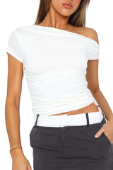 Basic Asymmetrical Ruched T-shirt