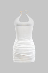 Metallic Chain Cut Out Sleeveless Mini Dress