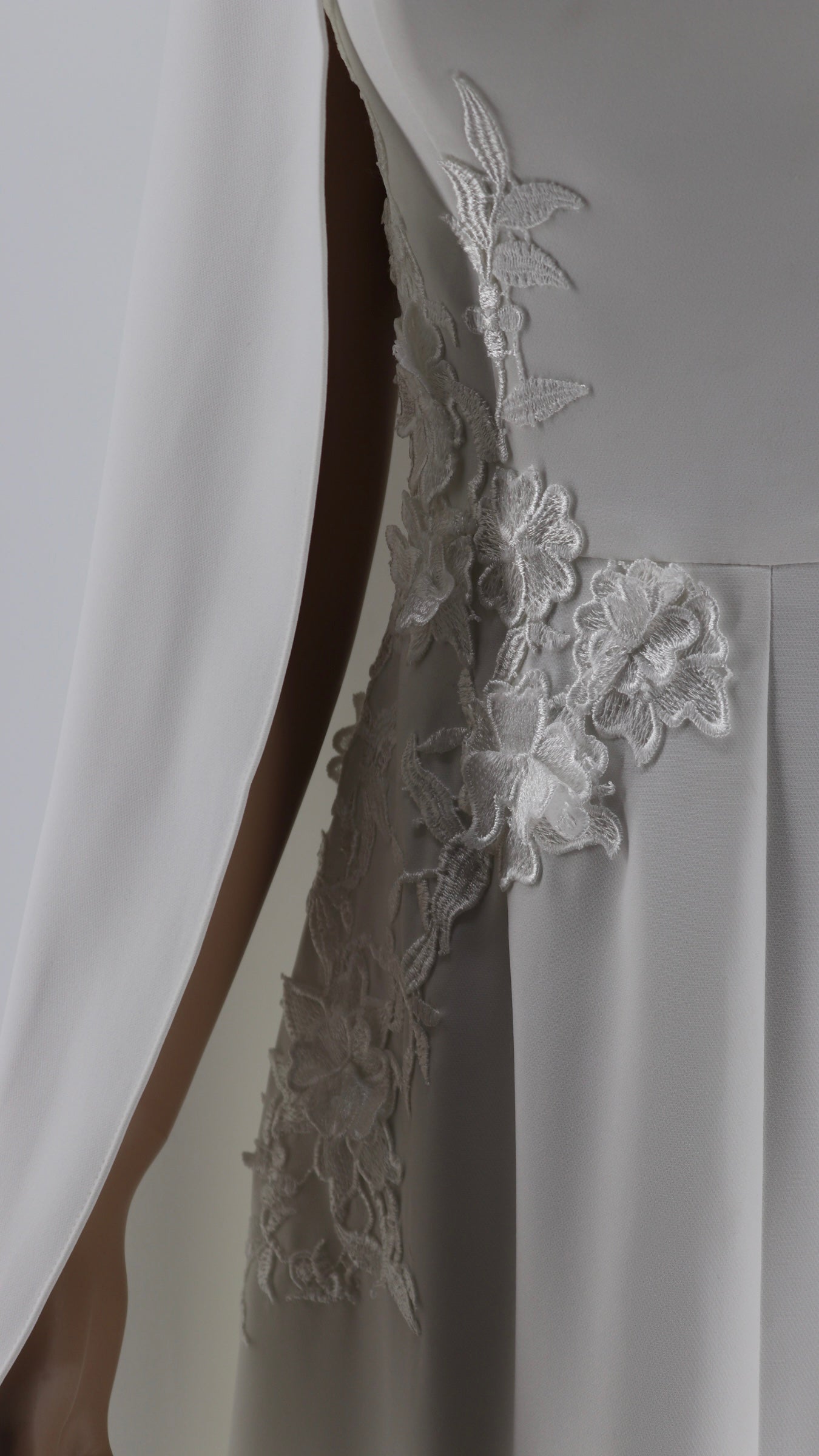 Strapless a line dress with one shoulder cape - Norjen