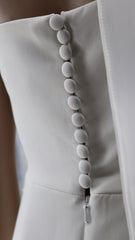 Strapless a line dress with one shoulder cape - Norjen