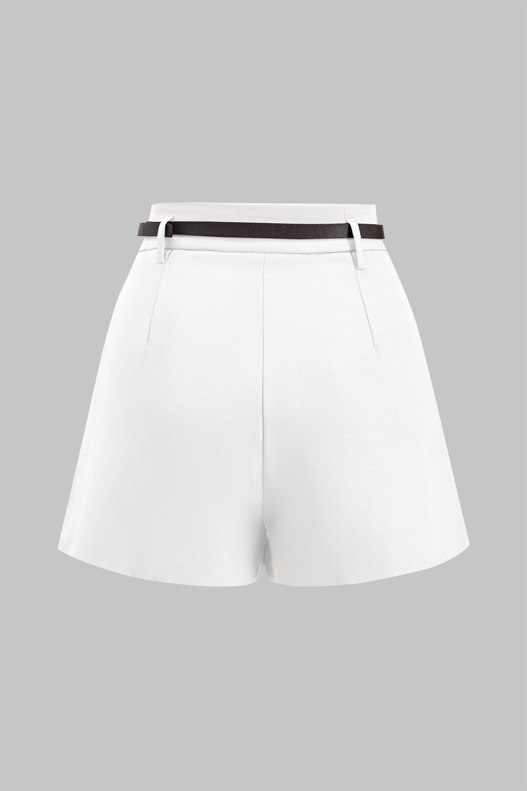 Solid Belted Pocket Shorts