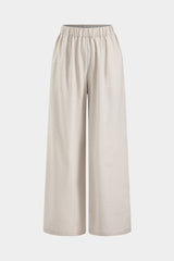 Linen Pleated Pocket Wide Leg Trousers