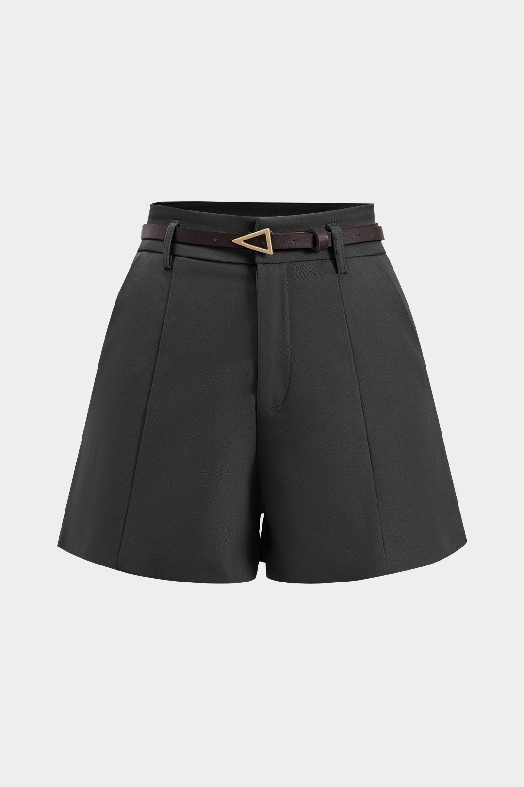Solid Belted Pocket Shorts