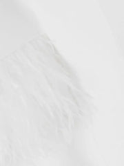 feather-cuff flared gown – Zerien