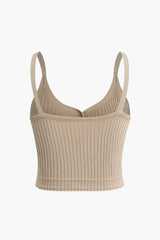 Ribbed Knit Button Cami Top