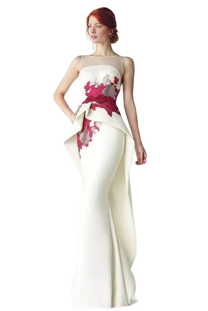 Peplum mermaid gown with floral appliqué – Volien