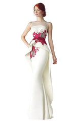 Peplum mermaid gown with floral appliqué – Volien